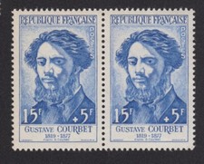 Gustave Courbet bloc 2 timbres France 1958 Y&T n°1169 15+5F outremer neuf