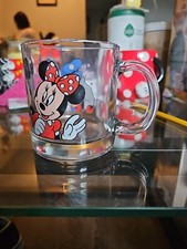 Vintage Disney Mickey and Minnie Mouse Clear Glass Mug Made In USA