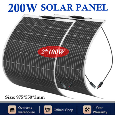 200W Flexibles Solarpanel 2x100W Mono Off-Grid Solarzellen für Boot Wohnwagen