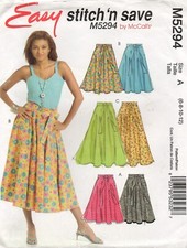 McCalls Sewing Pattern 5294 EASY Skirt Flared in 2 Lengths Tie Waist Size 6 - 12