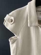 Stunning & Rare Chanel Ivory Short Sleeve Jacket With Gold Hardware Size 6-8