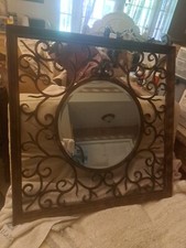 Z GALLERIE VTG.Metal Frame Mirror 31"X31"(Pick Up Only,Miami 33177)