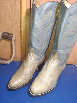 Womens cowboy boots  Bobs sz:8 M caiman lt green L gray embr U  s2619