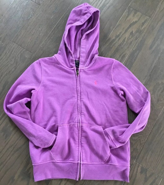 POLO RALPH LAUREN Girls Size XL 16 Purple Hoodie Zip Jacket long sleeve | eBay