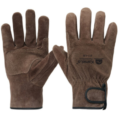 Kamelo 811LB Leather Welding Gloves Heat Resistant Arc Melting Grain (Brown)