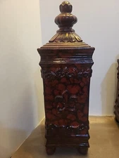 Decorative Cherry/Black SwirlWood Look Tall Decorative Storage W LID Hobby Lobby