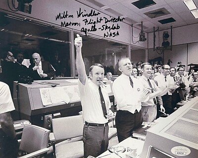 Milton Windler signed 8x10 Photo NASA Maroon Flight Director Apollo- Skylab- JSA