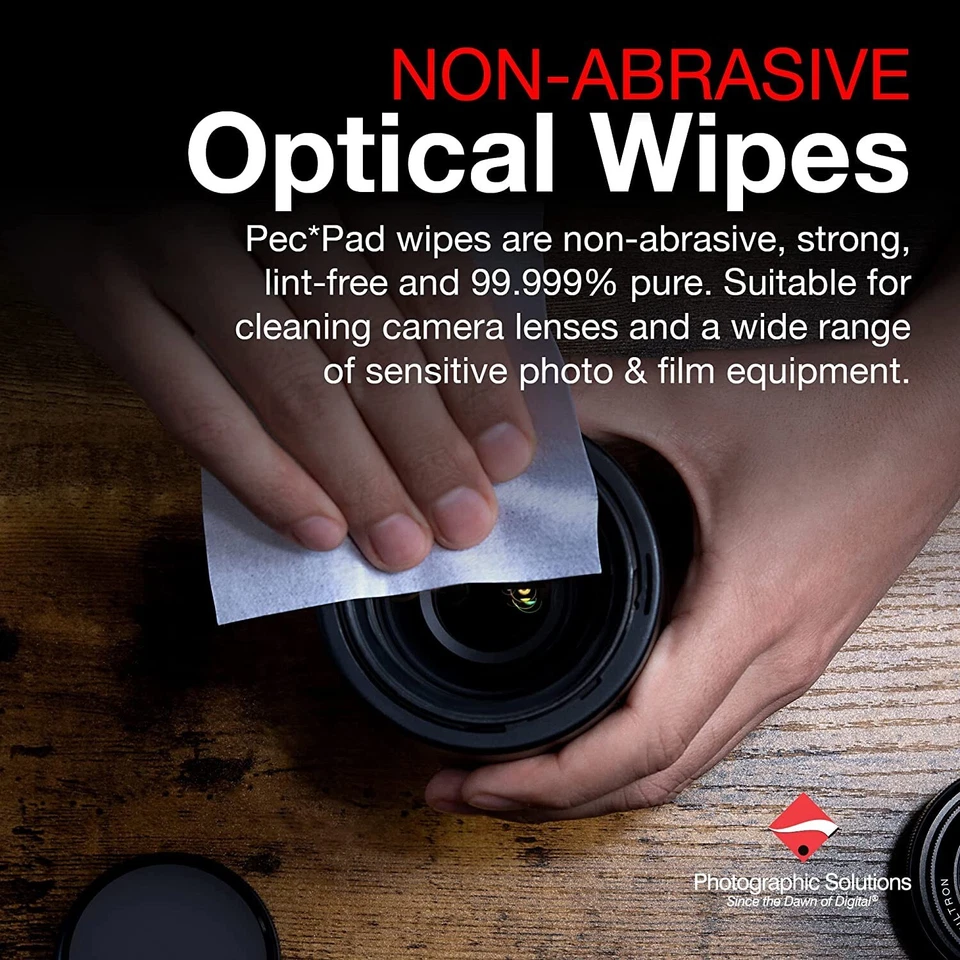 "Toallitas sin pelusa PEC-PAD 4""x4"" 100PK - Paño de limpieza no abrasivo para cámaras" Foto 4 de 4