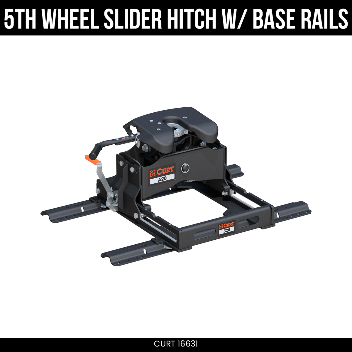CURT A20 Sliding 5th Wheel Hitch Base Rails 20K GTW Double Jaw