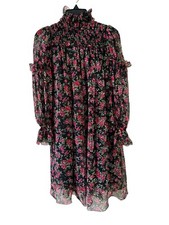 Dolce Gabbana Girls Silk Roses Floral Dress Black Pink Red Gothic D&G Sz 7/8