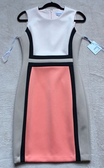 calvin klein colorblock sleeveless sheath dress