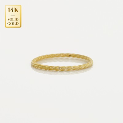 14K ECHTES massives Gold einfacher Twist Band Ring minimaler Tagesring Gold einfacher Stil