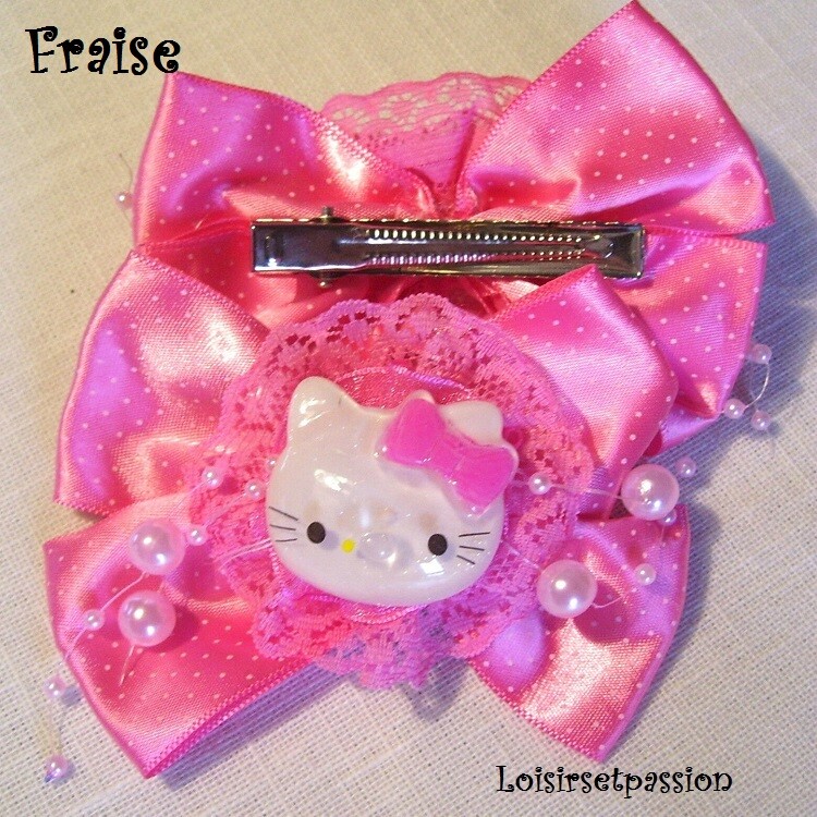 LOT DE 2 BARRETTES PINCE à CHEVEUX CLIC CLAC Pâquerette CHAT KITTY ENFANT - CH23 EUR 2,40 - FR