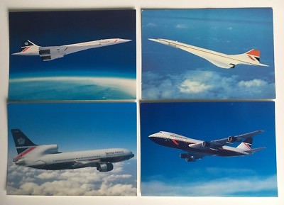 Lot of (4) 4x6 British Airways Postcards Aircraft Concorde Boeing 747 Tri Star