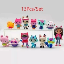 13Pcs/Set PVC Gabby Dollhouse Figure Toy Mercat Cartoon Stuffed Animals Smiling