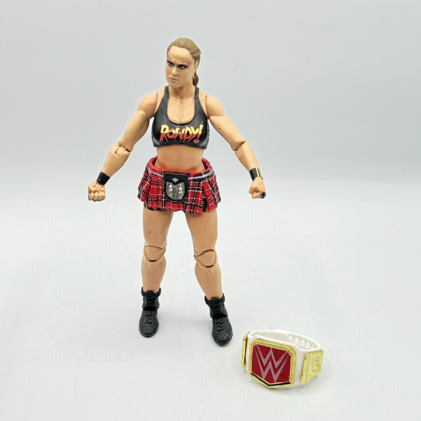 WWE Ronda Rousey Matteln Figure Wrestling Series 77 Summerslam w Belt Kilt Skirt