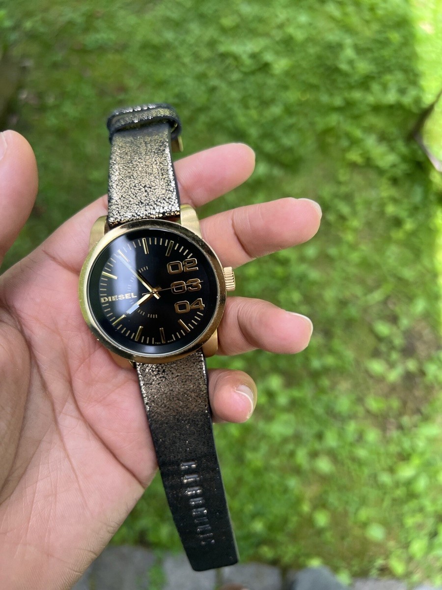 Diesel men's gold leather strap watch | eBay