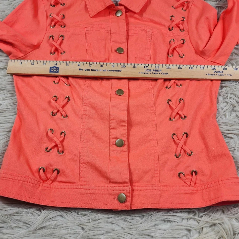 AMI Jacket Women’s Braided Cowgirl Size Medium Orange Button Down Casual - Image 4 of 4