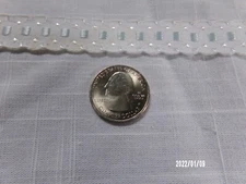 5/8 inch scalloped White Galloon Lace trim with Blue Accents Sold BTY 