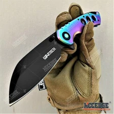 7.75" Survival EDC Pocket Knife 3.25" Blade Titanium Coated Tactical Knife