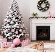 Image of 100pcs Christmas Baubles Set Rose White Shatterproof Decorations for Xmas Tree