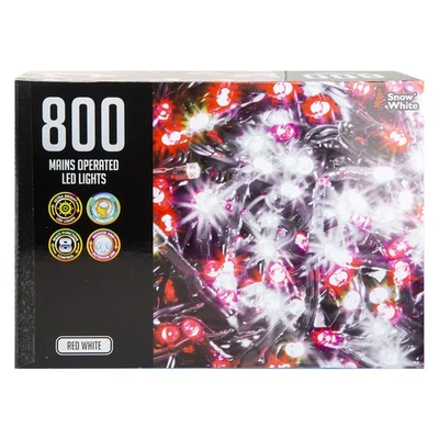 VFM E-STORE Christmas Red White String Lights 800 Bulbs 20m x 1cm Multicolour X 1