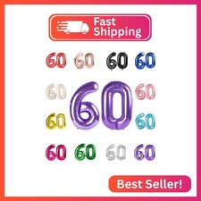 Purple Number 60 Balloon 40 Inch - 60th Balloon Number Birthday Decorations