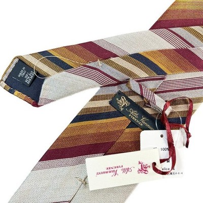 NEW Atto Vannucci Tie Silver Stripe Silk Sfoderato Italy Handmade 7.5cm Tag