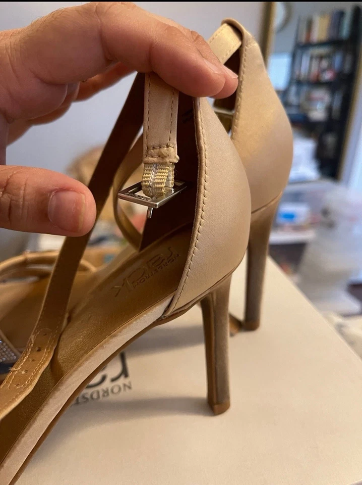 6.5 M Oro Desnudo CRISTAL ESTRÁS Plataforma Stiletto Zapato Tacón Noche Club Foto 4 de 4