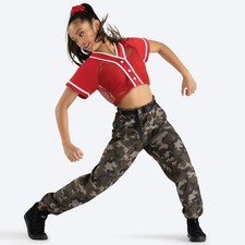 Dance Costume Medium Adult Red Revolution RC23503 Hip Hop Clogging Camo 2pc Mesh