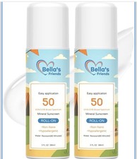 2 Sealed Bella s Friends Roll On Mineral Sunscreen SPF 50 3 Fl Oz Each