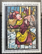 Timbre Stamp 1963 - YT 1377 - Eglise Ste Foy Conches Vitrail - Neuf** MNH
