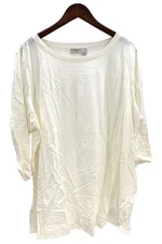 LOGO Principles by Lori Goldstein Women's Scoop Neck Top White