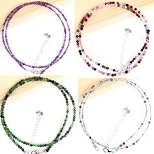Natural Stone Bracelet Tiny Faceted Bead 2-3mm Round Strand Women Jewelry