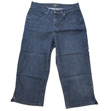 Riders By Lee Womens Blue Denim Capri Jeans Size 8 Medium Pockets Cotton Blend