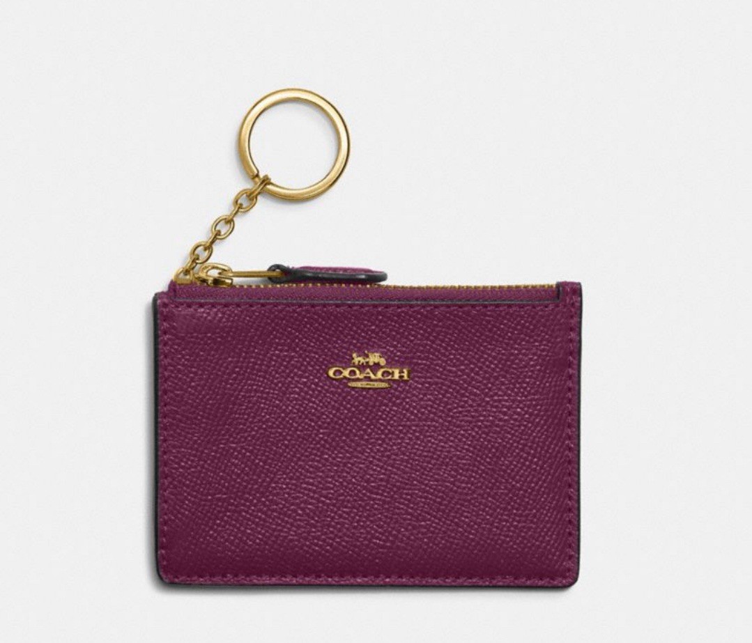 NWT Coach Mini Skinny Id Case In Crossgrain Canvas Leather Deep