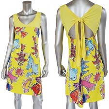 SAVE THE QUEEN SUN DRESS YELLOW FUN FISH PRINT SLEEVELESS sz S SMALL