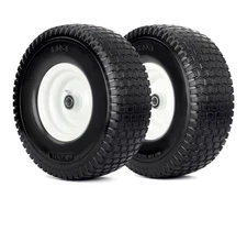 GICOOL 15x6-6 Flat Free Lawn Mower Tires, 3/4 Bearing, 3 Inch Centered Hub