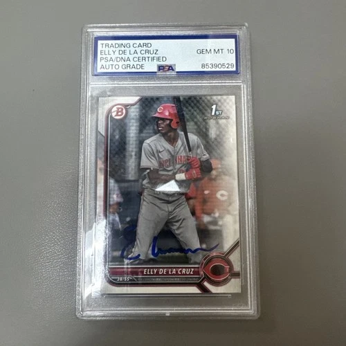 2022 BOWMAN CHROME PROSPECT ELLY DE LA CRUZ 201/499 PSA 10 DNA AUTO 10