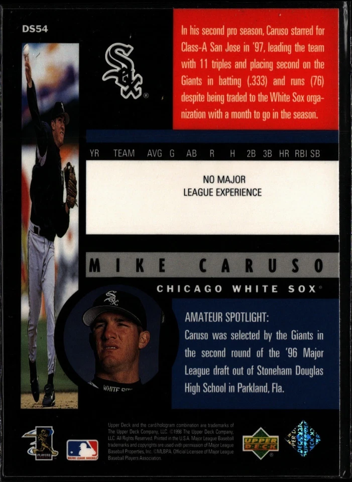 1998 Upper Deck #DS54 Mike Caruso  Destination Stardom - Image 2 of 2