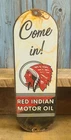 Vintage McColl Frontenac Red Indian Motor Oil Porcelain Metal Door Push Sign