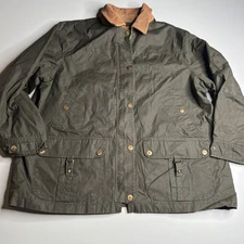 Lauren Ralph Lauren Barn Coat 2X Green Field Jacket Corduroy Collar Waxed Style