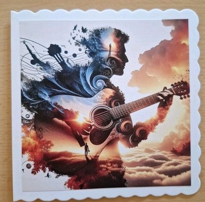 3D-Grusskarte °Mann mit Gitarre° Männerkarte Geburtstag Handarbeit NEU