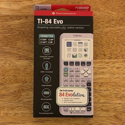Texas Instruments TI-84 Evo Graphing Calculator Lavender USB-C Rechargeable LCD