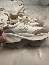 Tory Burch Good Luck Trainer Nylon Sneakers 83833 White New Ivory Cerbiatto 6M