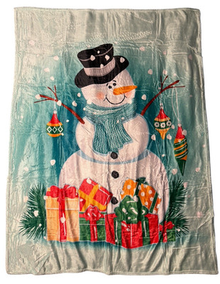 Snowman Fleece Throw Christmas Soft Blanket 50''x40'' Lightweight Winter Cover-up