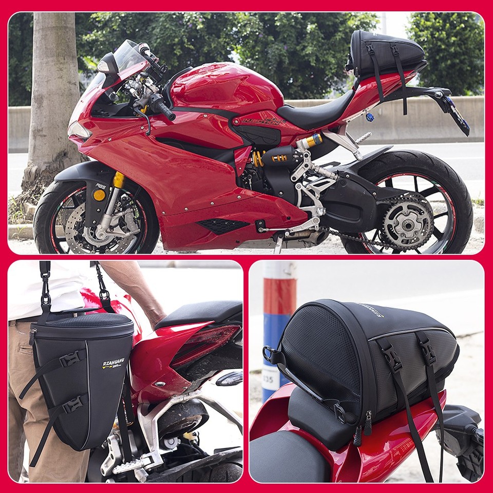 Waterproof Motorcycle Tail Bag – Expandable Rear Seat Luggage With Straps For Street/Off-Road/Dual Sport