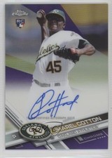 2017 Topps Chrome Rookie Purple Refractor 97/250 Jharel Cotton #RA-JC Auto 5l1