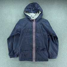 Tommy Hilfiger Windbreaker Jacket Youth Boys L 12-14 Navy Zip Up Hooded Preppy