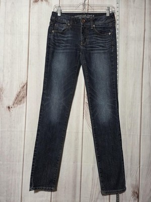 American Eagle Jeans Womens 2 Blue Skinny Super Stretch Mid Rise Slim Fit Denim